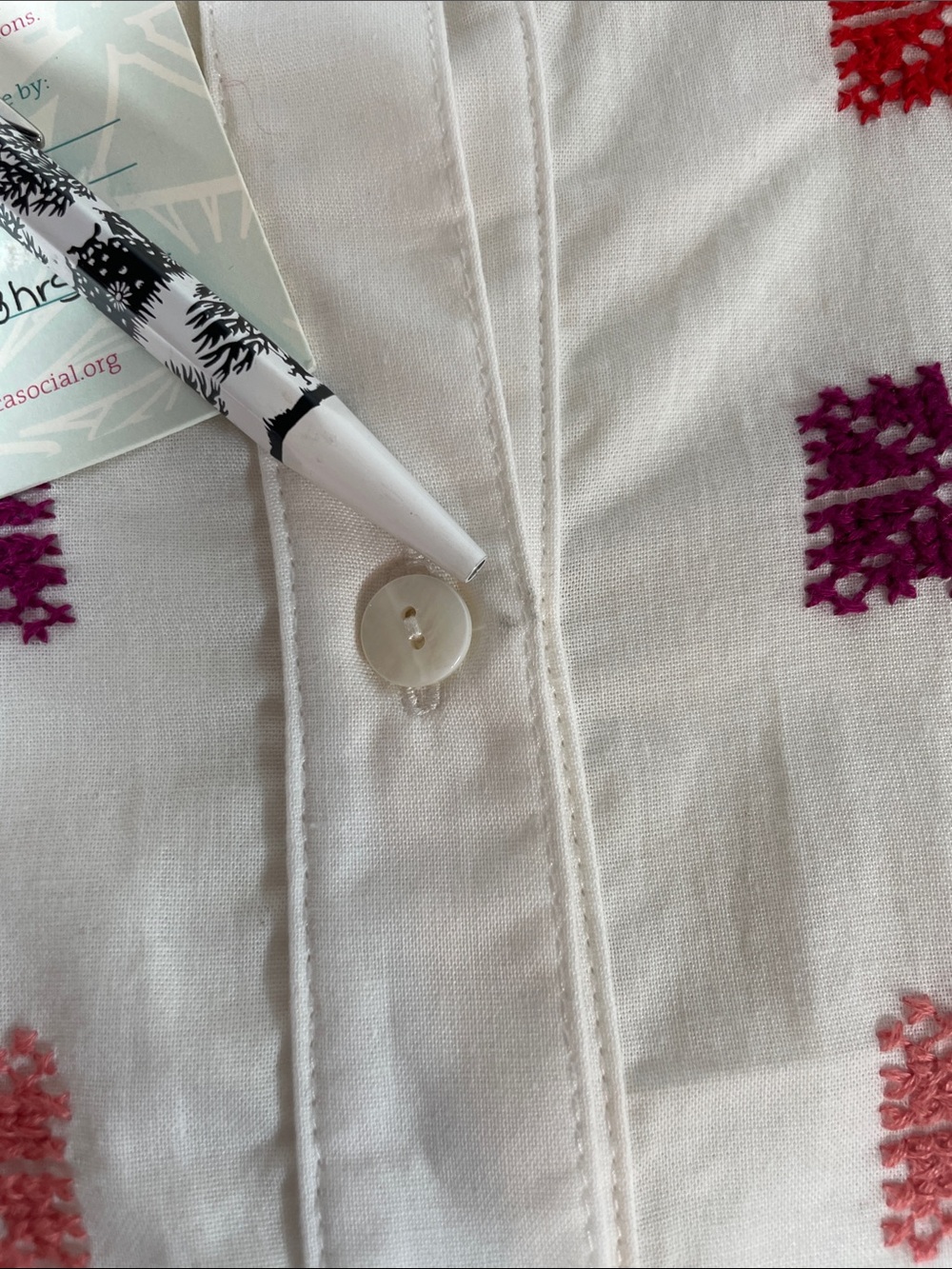 Fabrica Social - White Swim Coverup Hand Stitched Embroidery - Size 7 - S/M - Picture 9 of 13
